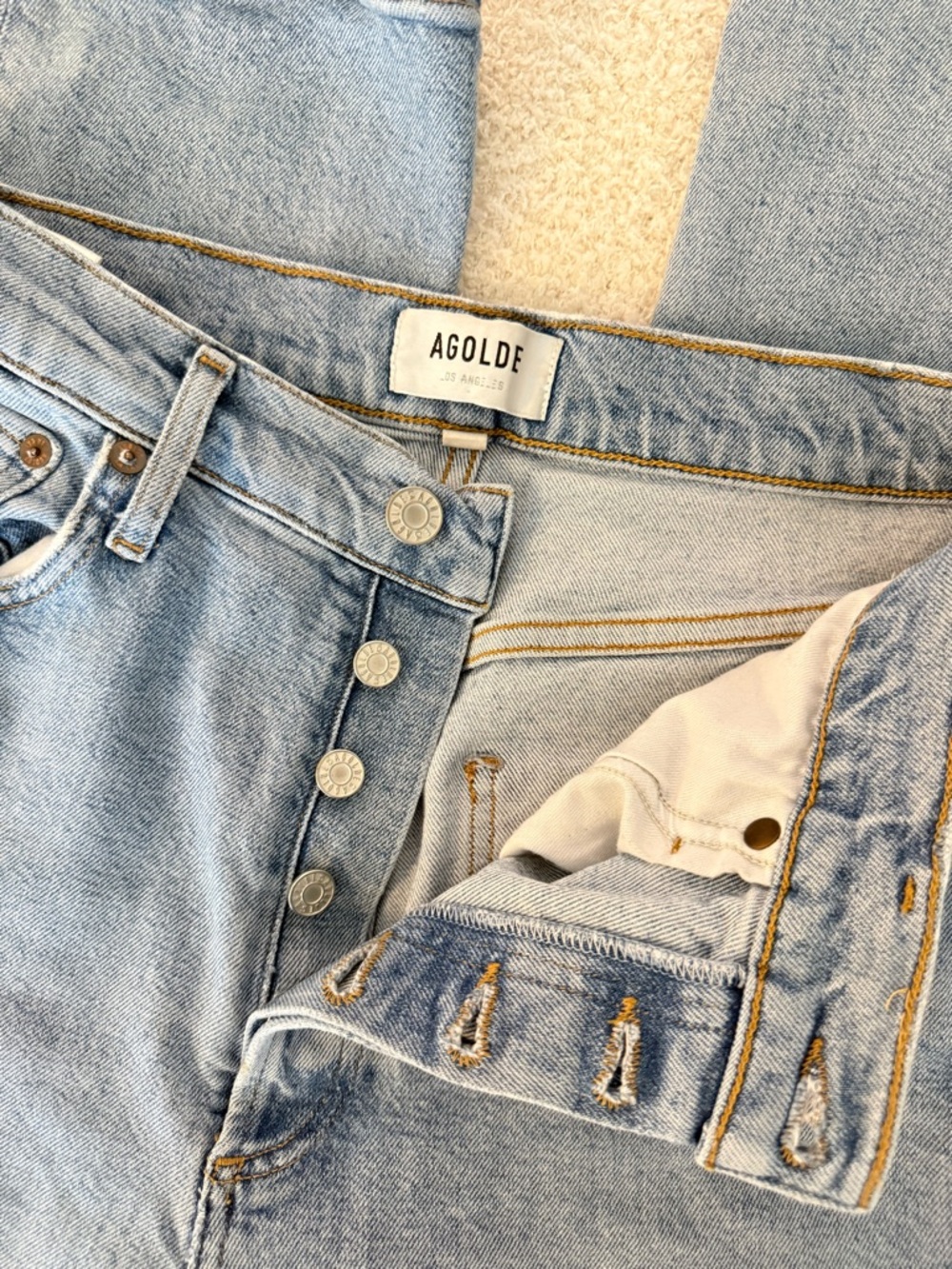 Agolde Riley High Rise Straight Jeans in Faded Blue